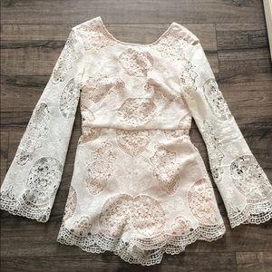 Cream lace romper